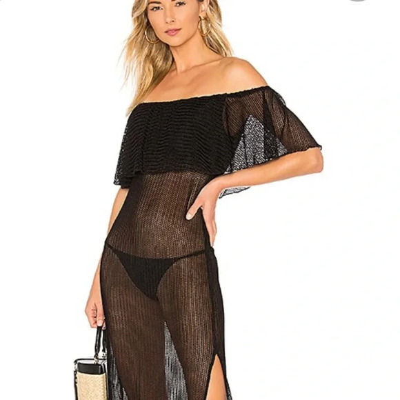 ELLEJAY NEW Cori Off the Shoulder Mesh Lace Cover Up Dress - Picture 2 of 7